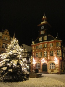 Rathaus Heppenheim im Schnee